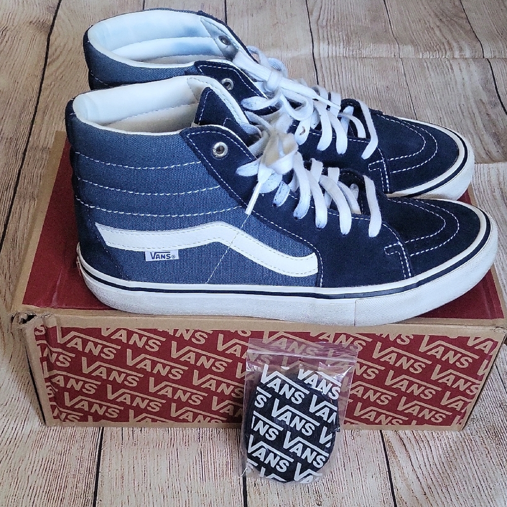 Vans Blue and White High-Top Sneakers